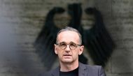 German Foreign Minister Heiko Maas gives a news conference in Berlin, Germany May 28, 2021 after Germany recognised for the first time that it had committed genocide in Namibia during its colonial occupation and agreed to fund projects worth over a billio
