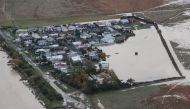 Floodwaters are pictured following a period of severe flooding in the South Island's Canterbury region, in Selwyn Huts, New Zealand, June 1, 2021. Chris Skelton/Pool via REUTERS