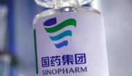A signage of Sinopharm is seen at the 2020 China International Fair for Trade in Services (CIFTIS), following the COVID-19 outbreak, in Beijing, China September 5, 2020. REUTERS/Tingshu Wang/File Photo