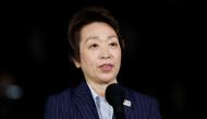 Seiko Hashimoto, President of the Tokyo 2020 Organising Committee, delivers a speech during an unveiling event of the items that will be used during the victory ceremonies of the Tokyo 2020 Olympic and Paralympic Games, at Ariake Arena in Tokyo, Japan Jun