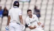 Cricket - ICC World Test Championship Final - India v New Zealand - Rose Bowl, Southampton, Britain - June 22, 2021 New Zealand's Tim Southee celebrates taking the wicket of India's Shubman Gill Action Images via Reuters/John Sibley
