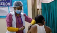 A man receives a Bharat Biotech's COVID-19 vaccine called COVAXIN, at a vaccination centre, in New Delhi, India, February 13, 2021. REUTERS/Adnan Abidi


