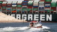 Ever Given, one of the world's largest container ships, sets sail to leave through Suez Canal after the canal authority reached a settlement with the vessel's owner and insurers, in Ismailia, Egypt, July 7, 2021. REUTERS/Amr Abdallah Dalsh