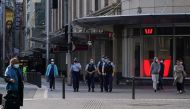 Police patrol in the city centre during a lockdown to curb the spread of a coronavirus disease (COVID-19) outbreak in Sydney, Australia, July 12, 2021. REUTERS/Loren Elliott