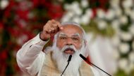 FILE PHOTO: India's Prime Minister Narendra Modi addresses a gathering before flagging off the 