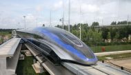 A high-speed maglev train, capable of a top speed of 600 kph, is pictured in Qingdao, Shandong province, China July 20, 2021. cnsphoto via REUTERS