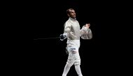 July 24, 2021. Aron Szilagyi of Hungary celebrates after competing REUTERS/Maxim Shemetov