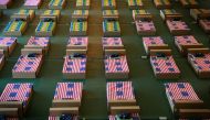 Beds are seen as the Thai government prepares to convert an air cargo warehouse into a coronavirus disease (COVID-19) field hospital at Don Mueang International Airport in Bangkok, Thailand July 28, 2021. REUTERS/Soe Zeya Tun
