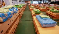 Beds are seen as the Thai government prepares to convert an air cargo warehouse into a coronavirus disease (COVID-19) field hospital at Don Mueang International Airport in Bangkok, Thailand July 28, 2021. REUTERS/Soe Zeya Tun/File Photo