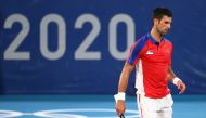 Novak Djokovic of Serbia reacts during his semifinal match against Alexander Zverev of Germany REUTERS/Mike Segar