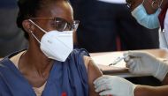 File photo: A healthcare worker receives the Johnson and Johnson coronavirus disease (COVID-19) vaccination at the Chris Hani Baragwanath Academic Hospital in Soweto, South Africa, Feb. 17, 2021. Reuters/Siphiwe Sibeko/File Photo