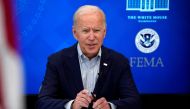 US President Joe Biden speaks during a virtual briefing with FEMA Administrator Deanne Criswell on preparations for Hurricane Ida at the White House in Washington, U.S., August 28, 2021. Reuters/Elizabeth Frantz