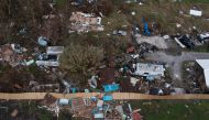 A man surveys his property in the aftermath of Hurricane Ida in Golden Meadow, Louisiana, U.S., September 1, 2021. Picture taken with a drone. REUTERS/Adrees Latif
