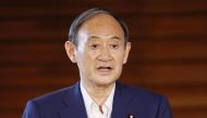 Japan's Prime Minister Yoshihide Suga speaks to media after he annouced to pull out of a party leadership race at his official residence in Tokyo, Japan, September 3, 2021. Kyodo/via REUTERS 