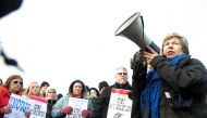 File photo: Randi Weingarten, president of the American Federation of Teachers, speaks before a crowd of striking educators at Capital High School in Charleston, West Virginia, U.S., February, 19 2019. Reuters/Lexi Browning/File Photo