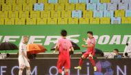 South Korea's Chang-Hoon Kwon celebrates scoring their first goal REUTERS/Kim Hong-Ji