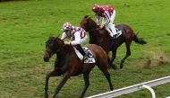 Myth Style takes the lead during yesterday's race.