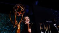 Kate Winslet poses for a picture with the award for outstanding lead actress in a limited or anthology series or movie, for 