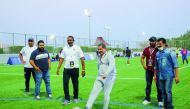 ISC President Dr Mohan Thomas kicks the ball to open the 7’s Football Tournament. 