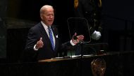 U.S. President Joe Biden speaks during the 76th Session of the General Assembly at UN Headquarters in New York on September 21, 2021. Timothy A. Clary/Pool via REUTERS