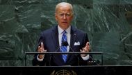 U.S. President Joe Biden speaks during the 76th Session of the U.N. General Assembly in New York City, U.S., September 21, 2021. REUTERS/Eduardo Munoz/Pool