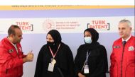 Winning students from Qatar University at the Istanbul International Inventions Fair, in Istanbul, Turkey. 