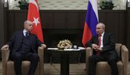 Russian President Vladimir Putin attends a meeting with Turkish President Tayyip Erdogan in Sochi, Russia September 29, 2021. Sputnik/Vladimir Smirnov
