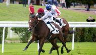 Mickael Barzalona guides Dhahabia towards the finish line. Pic: Scoopdyga
