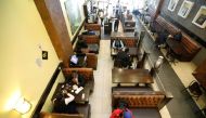 A general view shows clients inside the Cafe Deli restaurant during the reopening after weeks of lockdown restrictions amid the coronavirus disease (COVID-19) outbreak, along Kenyatta avenue in Nairobi, Kenya June 11, 2020. REUTERS/Thomas Mukoya