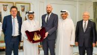 Qatar Chamber Second Vice-Chairman Rashid bin Hamad Al Athba, Germany’s Policy Officer at the Division of Defense and Security Industries, Federal Ministry for Economic Affairs and Energy Dr George Milanin, and other officials, during the Qatar-German Bus
