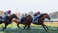 Jockey Julien Guillochon and Gold Player on their way to win the race. Pic: Fabienne Morin