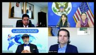 Dr. R Seetharaman, Group CEO of Doha Bank and other dignitaries during the online event.