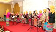 An Indonesian cultural performance using an instrument called ‘Angklung’ made from bamboo. Pics: Salim Matramkot/The Peninsula