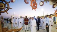 Sheikh Faisal bin Qassim bin Faisal Al Thani and Katara General Manager Prof Dr. Khalid bin Ibrahim Al Sulaiti, along with other dignitaries at the launch of the dhow festival yesterday at Katara. Pic: Rajan Vdakkemuriyil