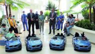 Ambassador of Sweden to Qatar H E Anders Bengtcén, Managing Director of Domasco Volvo Jonathan Pollock and Chief Executive Officer at Sidra Medicine Dr. Barbro Fridén, with the patients and staff at Sidra Medicine, recently. 