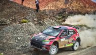 Abdullah Al Rawahi drives during the Oman Rally.