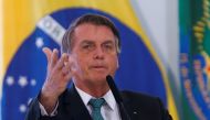 :Brazil's President Jair Bolsonaro speaks during a ceremony to celebrate the International Anti-Corruption Day 2021 at the Planalto Palace in Brasilia, Brazil, December 9, 2021. REUTERS.