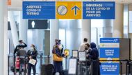 Passengers wait to be tested after they arrive at Toronto's Pearson airport after mandatory coronavirus disease (COVID-19) testing took effect for international arrivals in Mississauga, Ontario, Canada February 15, 2021. REUTERS/Carlos Osorio/File Photo