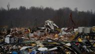 A general view of rubble and debris at the Mayfield Consumer Products candle factory in the aftermath of a tornado, after a devastating outbreak of tornadoes that ripped through several U.S. states, in Mayfield, Kentucky, U.S., December 16, 2021. REUTERS/Cheney Orr