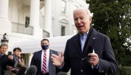 U.S. President Joe Biden speaks to reporters as he departs for tornado ravaged Kentucky from the White House in Washington, U.S., December 15, 2021. REUTERS/Kevin Lamarque/File Photo