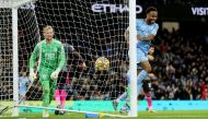 Manchester City's Raheem Sterling celebrates scoring their sixth goal Action Images via Reuters/Carl Recine