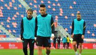 Inter Milan's Lautaro Martinez is seen on the pitch after Bologna declared that they would not play the match because players and staff have tested positive for Covid-19 REUTERS/Jennifer Lorenzini
