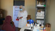 A woman receiving treatment at Lafoole Health Center  operated by QRCS in Somalia.