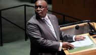Botswana's President Mokgweetsi Eric Keabetswe Masisi speaks during the 76th session of the United Nations General Assembly at the U.N. headquarters in New York, U.S., September 23, 2021. Spencer Platt/Pool via REUTERS


