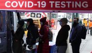 People line up for a COVID-19 test outside Grand Central Terminal during the coronavirus disease (COVID-19) pandemic in the Manhattan borough of New York City, New York, U.S., January 13, 2022. REUTERS/Carlo Allegri
