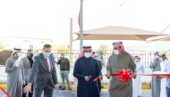 Qatar Chamber Chairman Sheikh Khalifa bin Jassim Al Thani and other dignitaries during the inauguration ceremony of Al Warkaa-Rankoussi Factory in the Small & Medium Enterprises Zone.