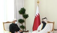 Minister of Commerce and Industry H E Sheikh Mohammed bin Hamad bin Qassim Al Thani with Malaysian Prime Minister’s Special Envoy to the Middle East H E Abdul Hadi Awang during the meeting.