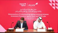 CEO, IPA Qatar Sheikh Ali Alwaleed Al Thani, and Founder and CEO, FLYR Labs Alex Mans during MoU signing ceremony.  