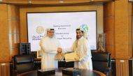 President and CEO of Alfardan Group Omar Hussain Alfardan (left) and Chairman of Elite Waste Recycling Management Abdulla Ibrahim Al Sowaidi during the agreement signing ceremony.