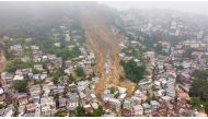 An overview of a site of a mudslide at Morro da Oficina after pouring rains in Petropolis, Brazil February 16, 2022. Reuters/Ricardo Moraes